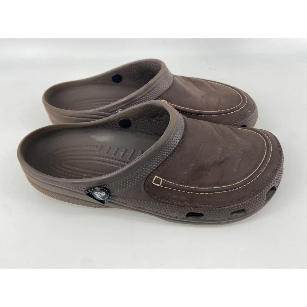 Crocs Shoes Clogs Mens 11 Brown Yukon‎ Leather Hunting Comfort Outdoor Garden